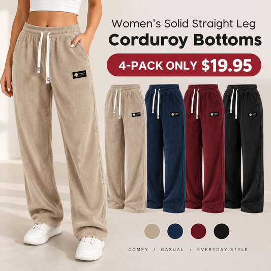 Bestseller🏆Women's Solid Straight Leg Corduroy Bottoms