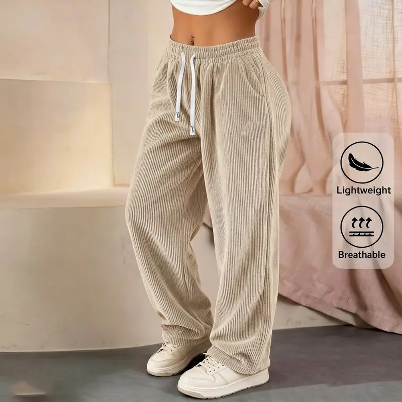 Bestseller🏆Women's Solid Straight Leg Corduroy Bottoms